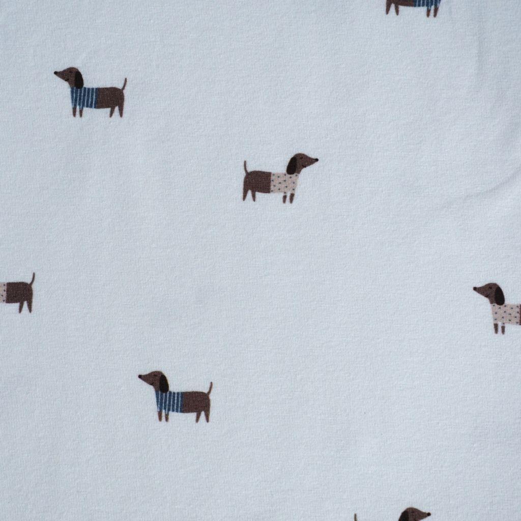 Baumwolljersey kleine Hunde Dackel ecru